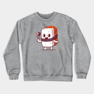 Cute Sushi Salmon Holding Chospsticks Cartoon Crewneck Sweatshirt